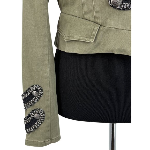 Free People Green Cropped Military Band Jacket 6| Napoleoncore Indie Sleaze Boho - Picture 5 of 16